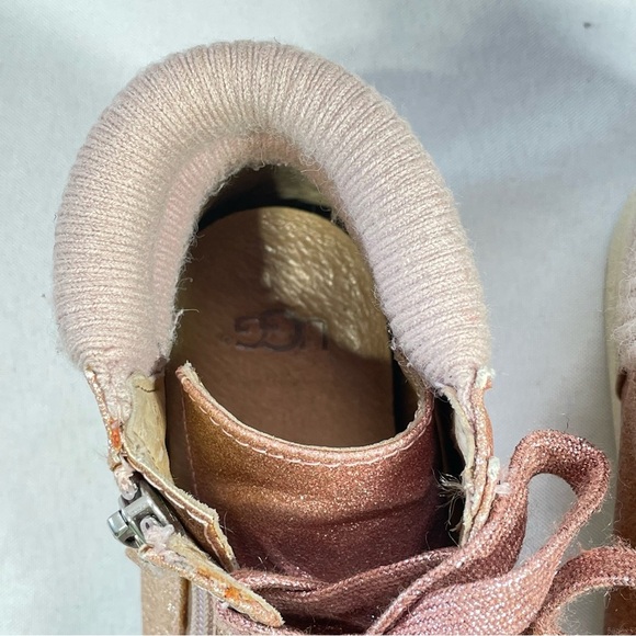 UGG Olive High Top Sneakers Women's Size 6 Pink Glitter Lace Up Side Zip Casual - Picture 7 of 12